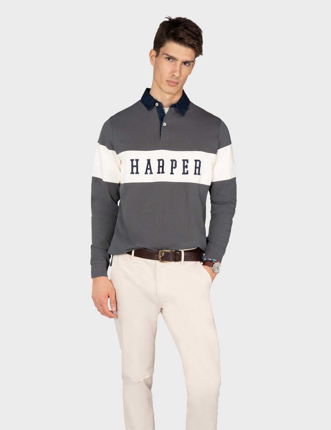 Harper & Neyer Vintage polo gris para hombre
