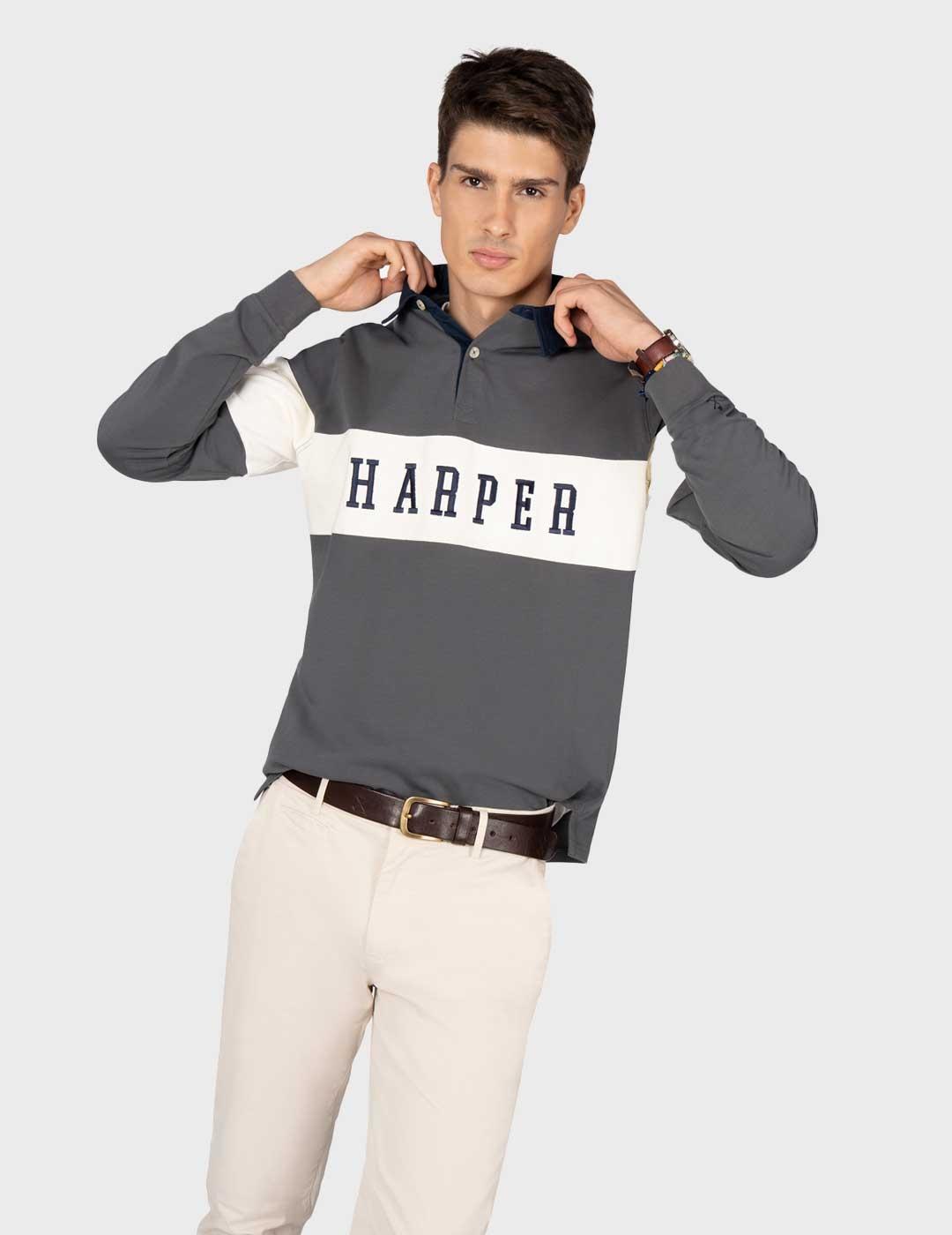 Harper & Neyer Vintage polo gris para hombre