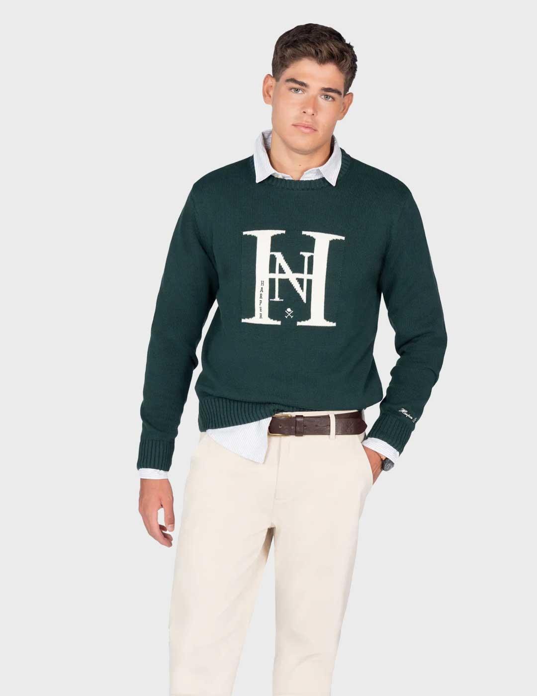 Harper & Neyer Harvard jersey verde para hombre