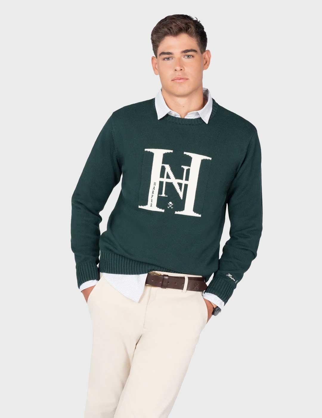 Harper & Neyer Harvard jersey verde para hombre