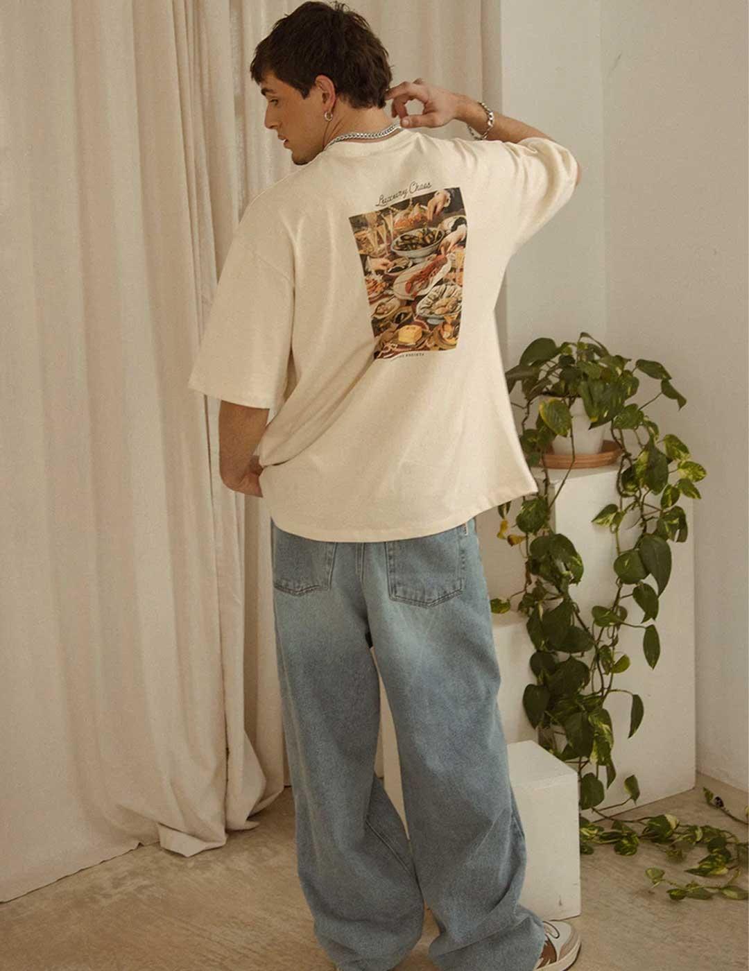 Kaotiko Luxury Chaos camiseta beige para hombre y mujer