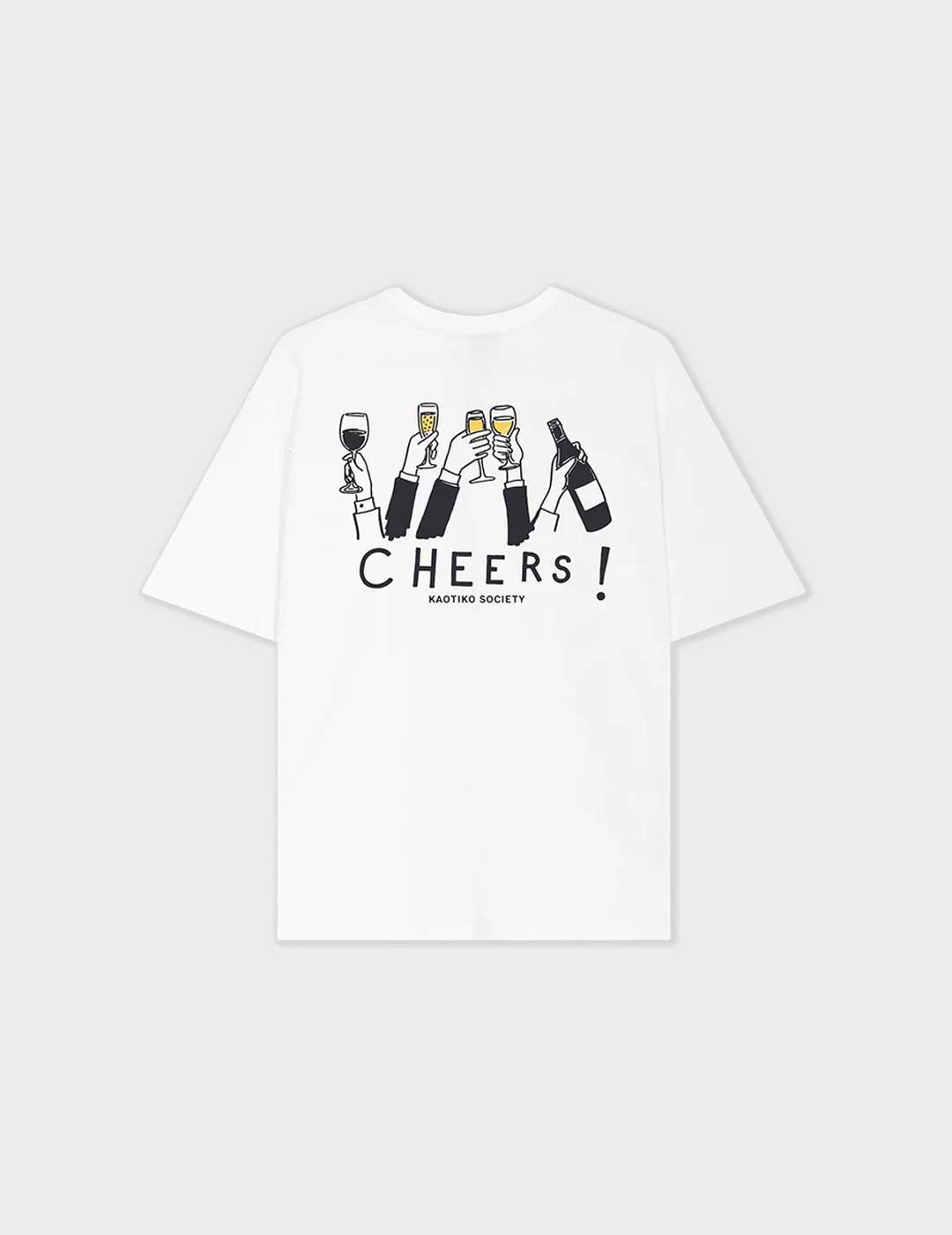 Kaotiko Cheers camiseta blanca para hombre y mujer