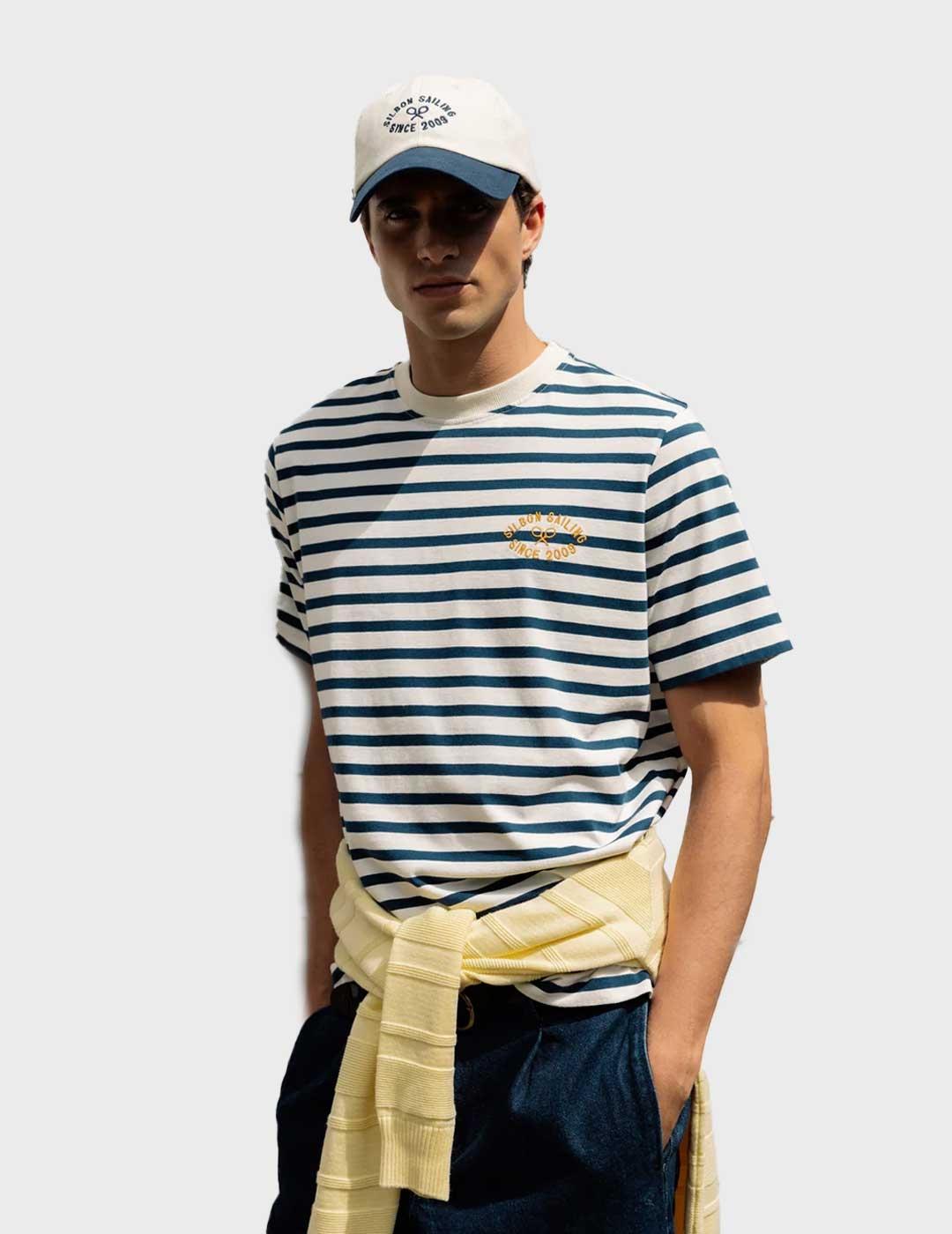 Silbon Raya Media camiseta azul marino para hombre