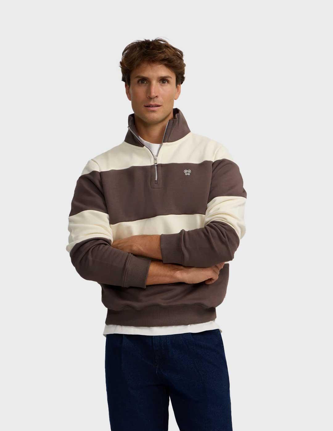 Silbon Raya Ancha sudadera marrón para hombre