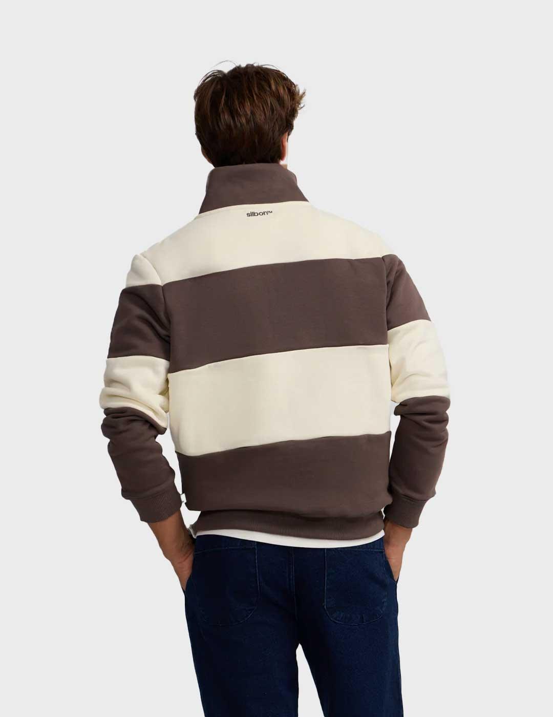 Silbon Raya Ancha sudadera marrón para hombre