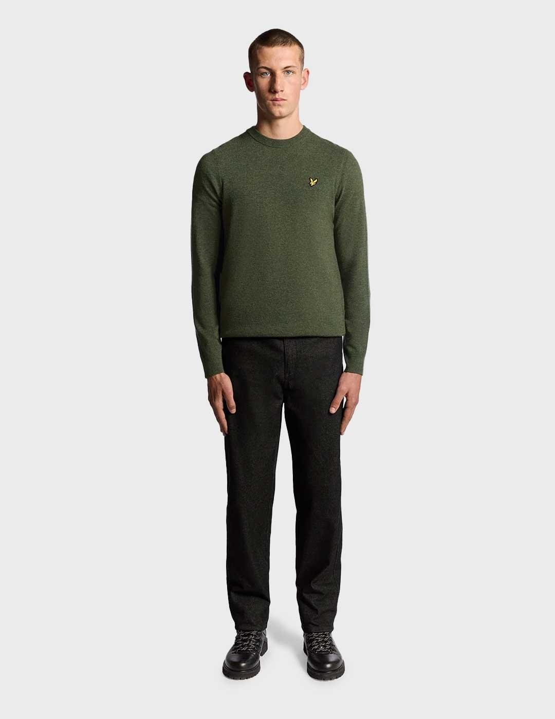 Lyle & Scott Lambswool Blend jersey verde para hombre