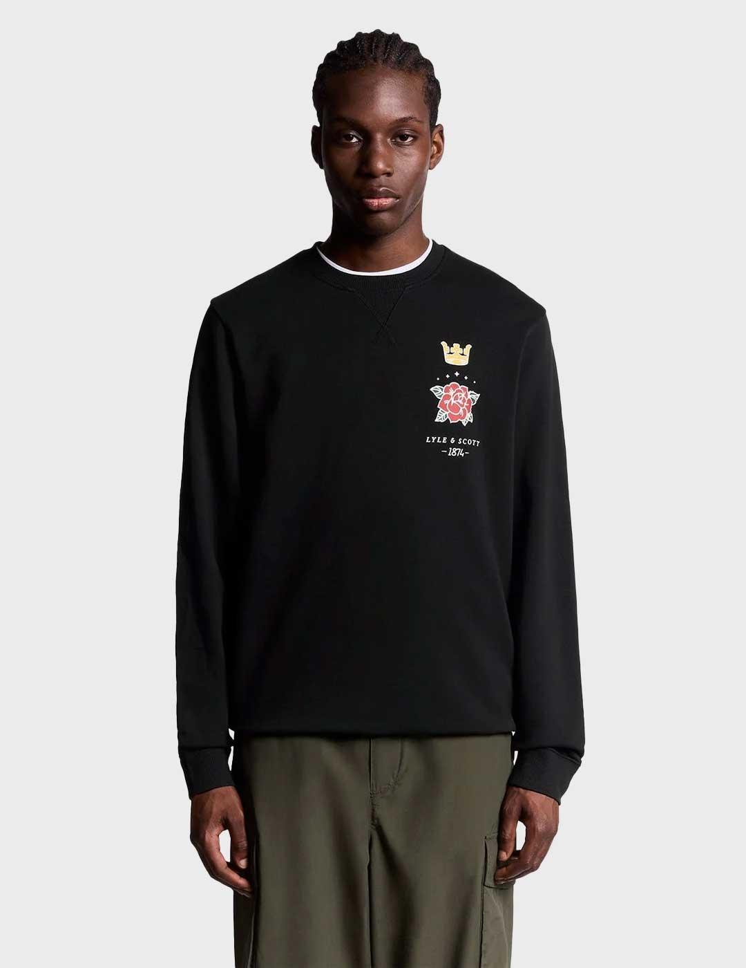 Lyle & Scott Rose & Crown sudadera negra para hombre
