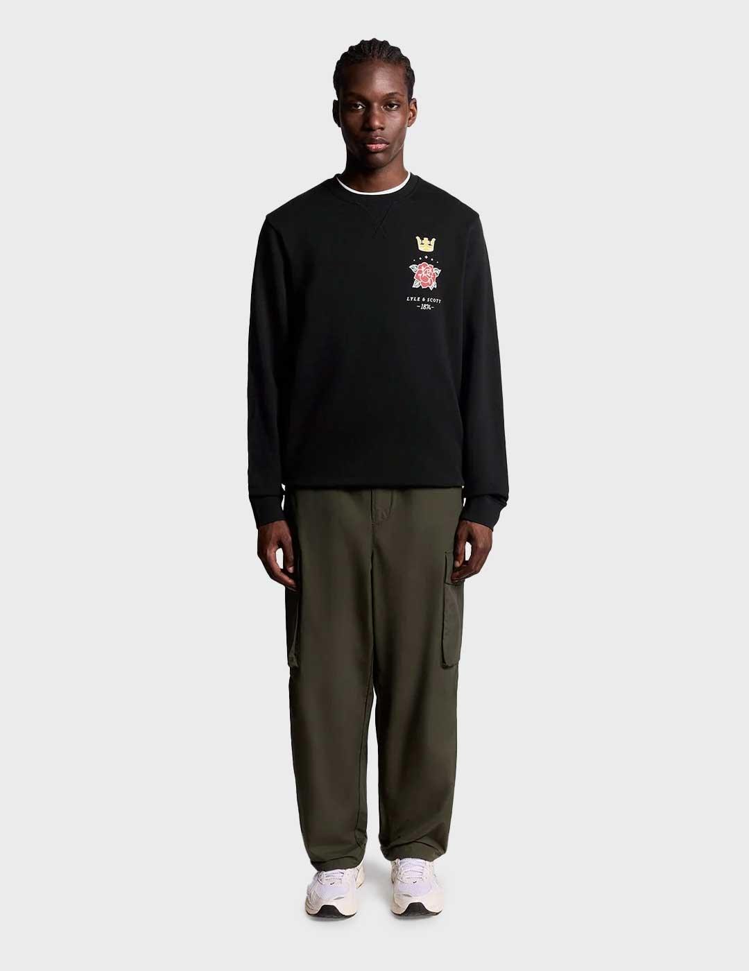 Lyle & Scott Rose & Crown sudadera negra para hombre