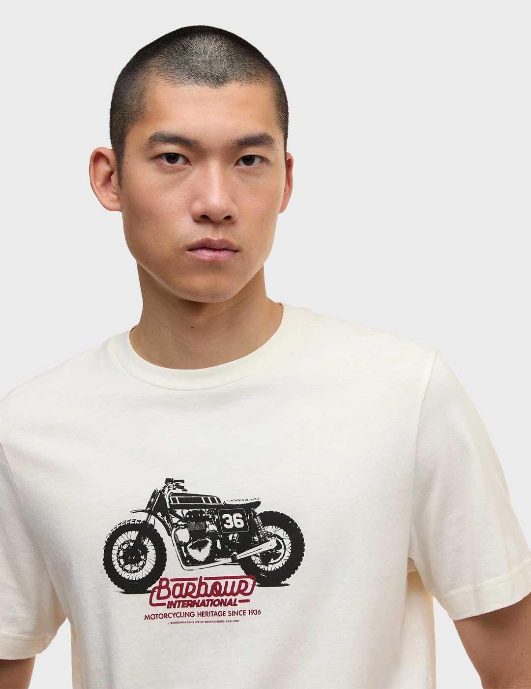 Barbour International Graphic camiseta beige para hombre