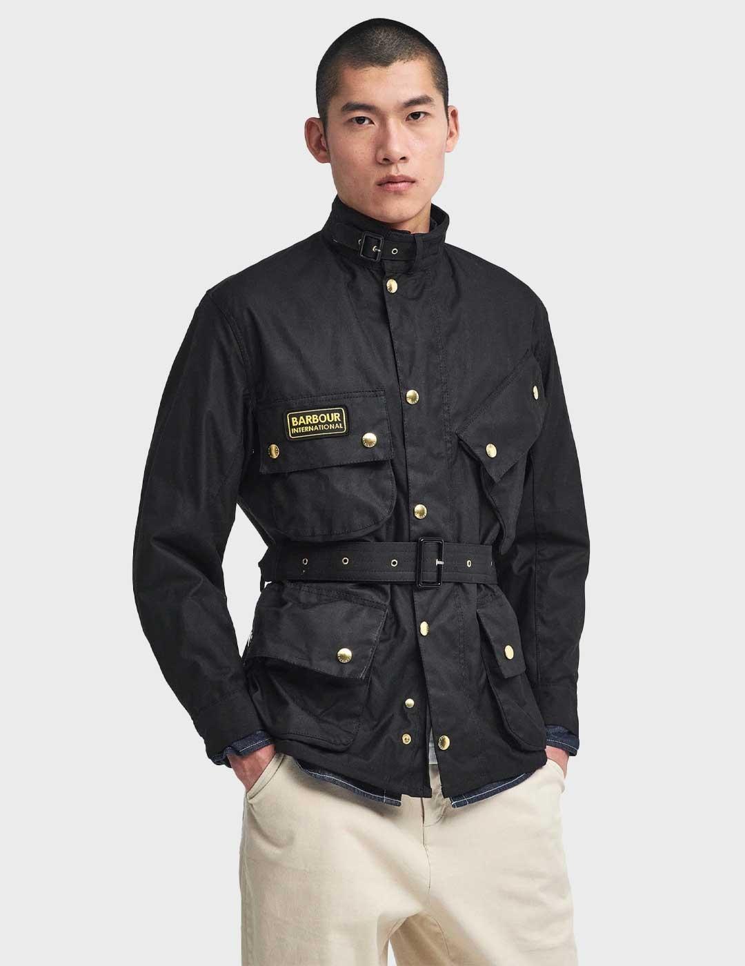 Barbour International Original Wax chaqueta negra hombre