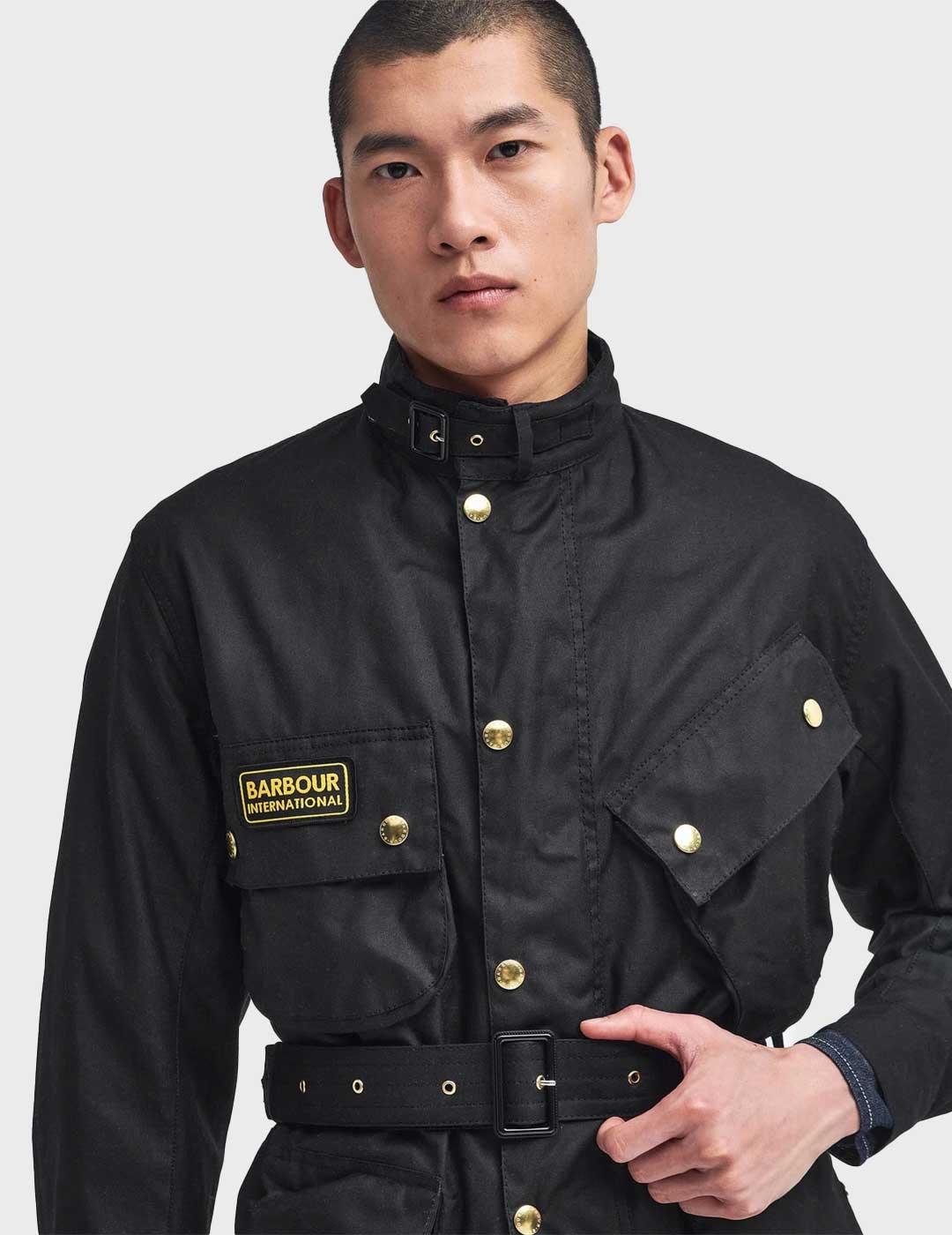 Barbour International Original Wax chaqueta negra hombre