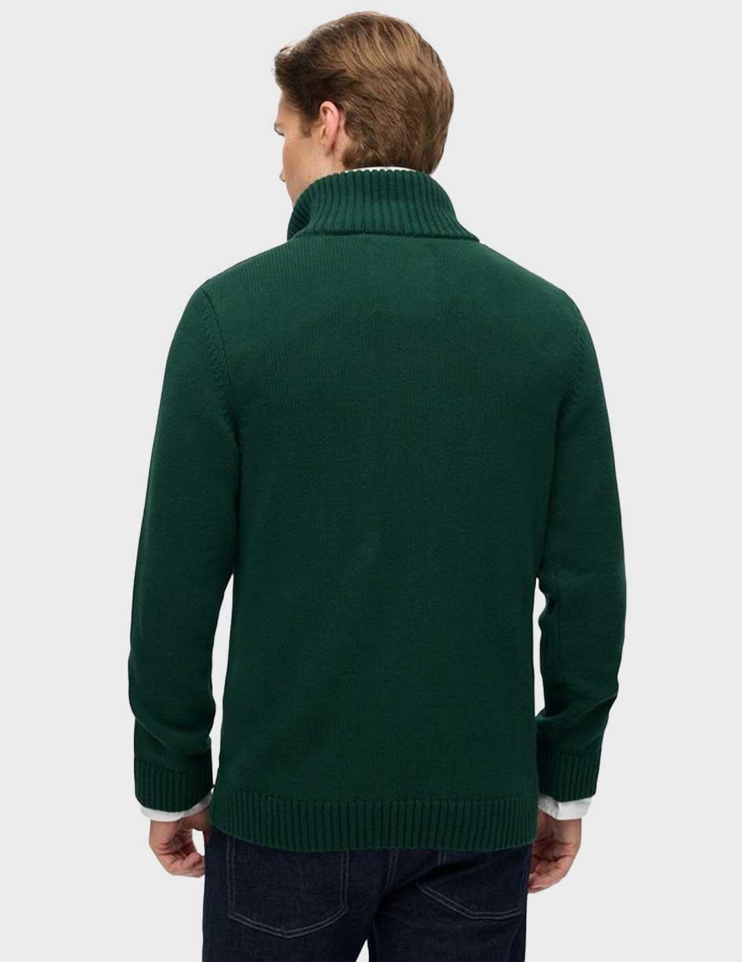 Superdry Half Zip jersey verde para hombre