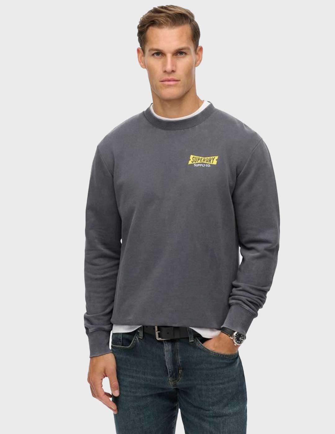 Superdry Heritage Tab Loose sudadera negra para hombre
