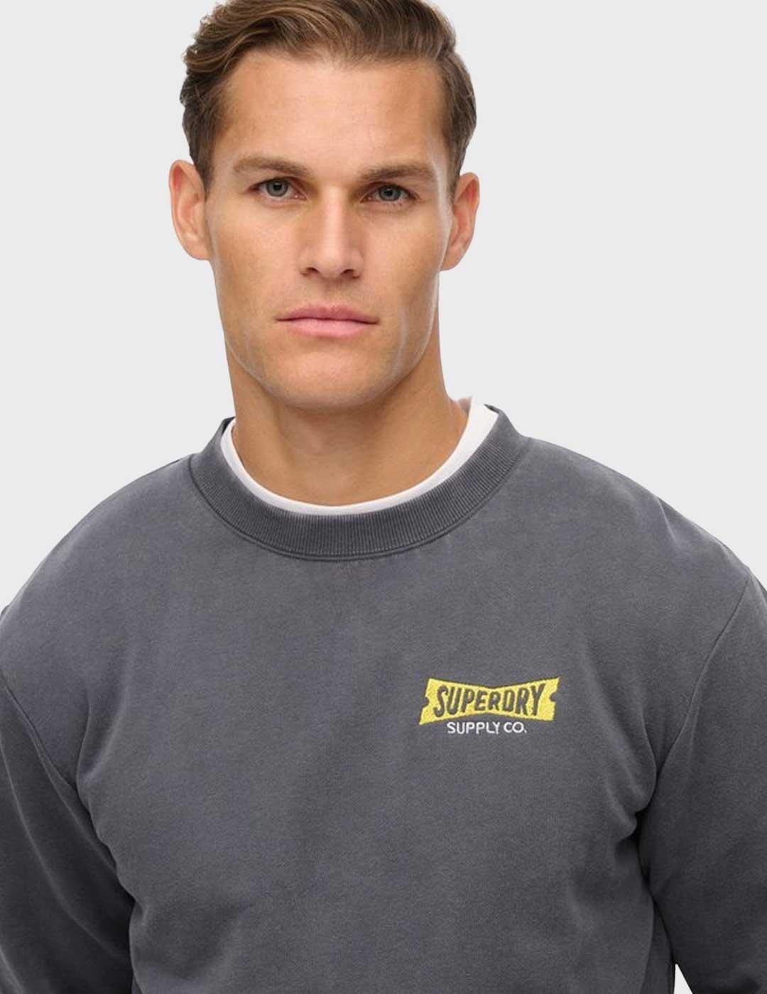 Superdry Heritage Tab Loose sudadera negra para hombre