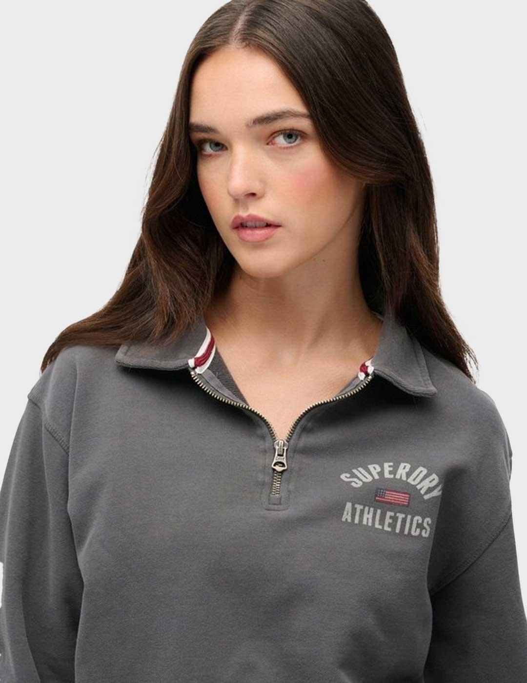 Superdry Athletic Collared sudadera gris para mujer
