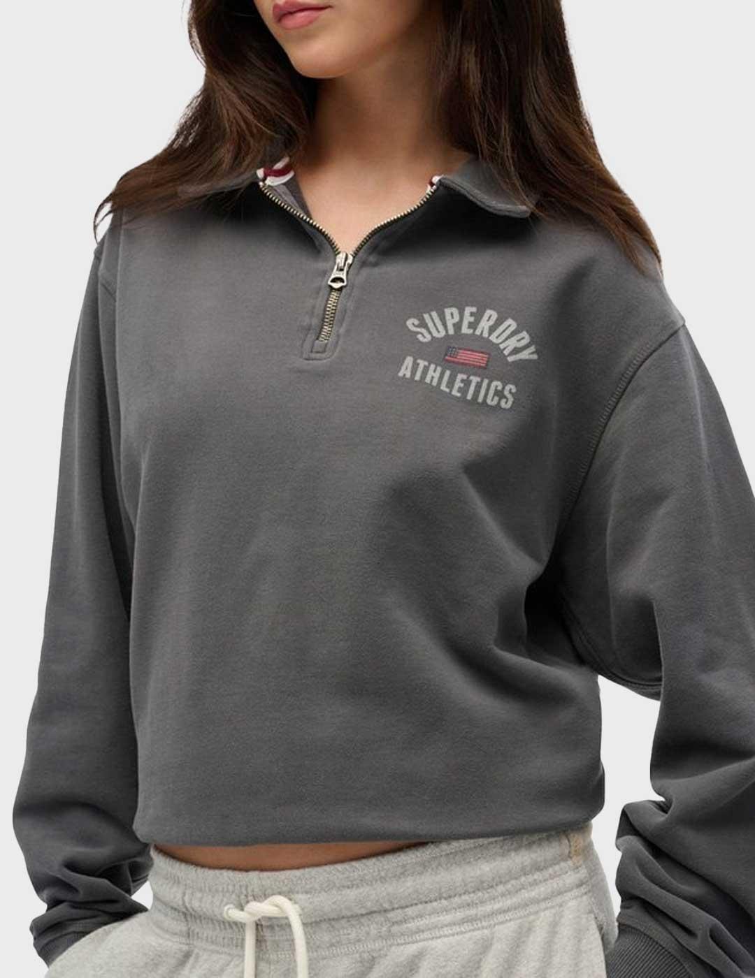 Superdry Athletic Collared sudadera gris para mujer