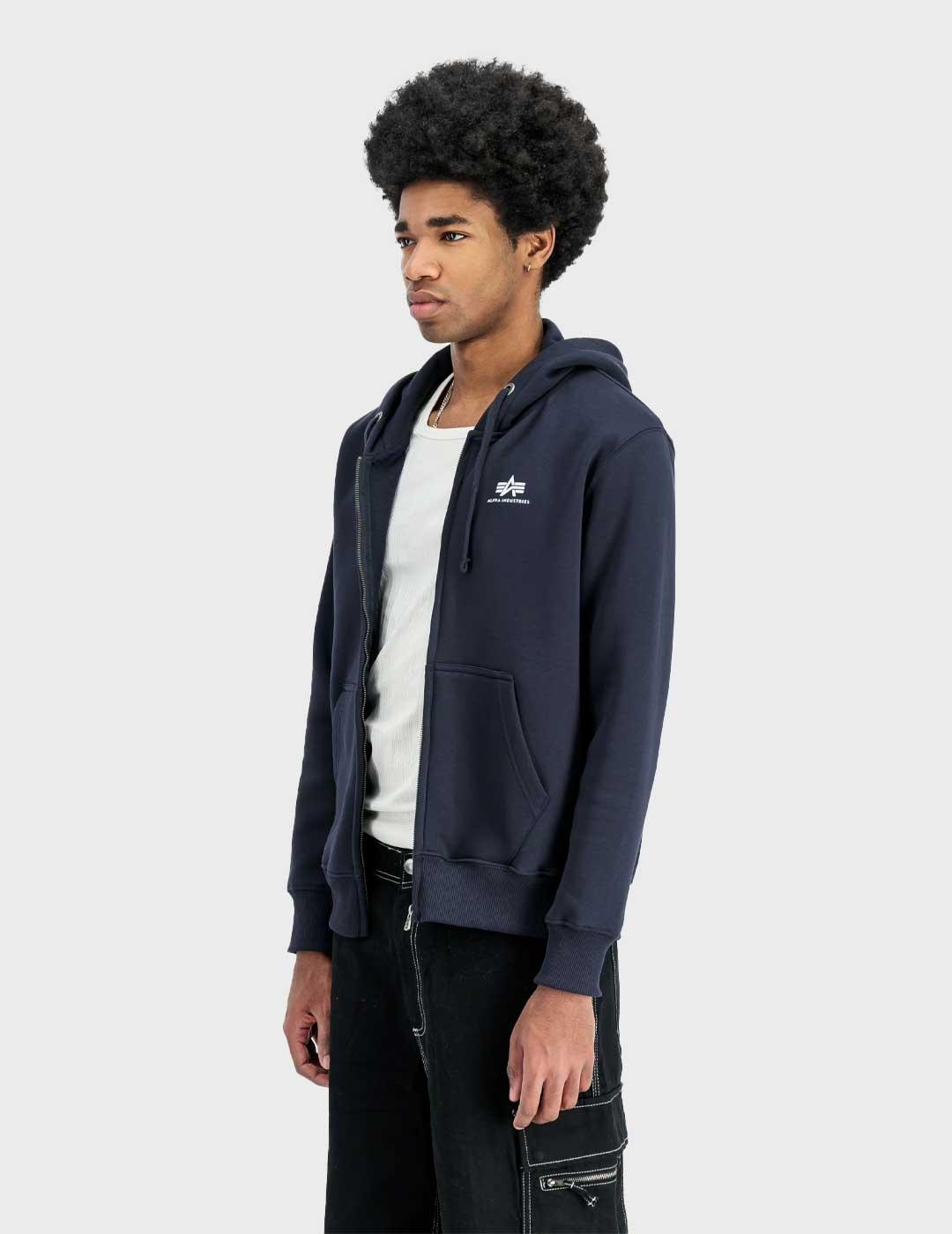 Alpha Basic sudadera azul marino con cremallera para hombre