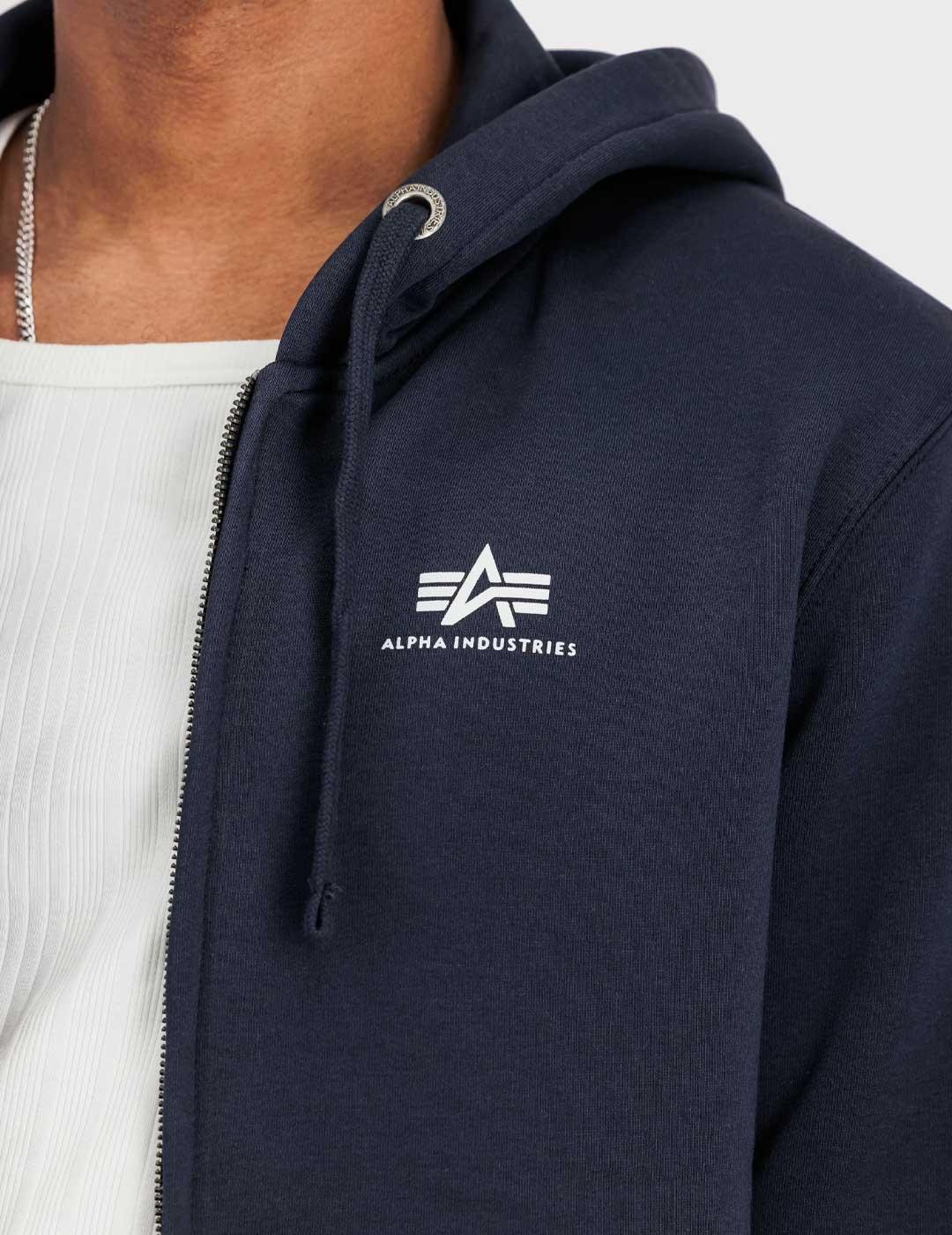 Alpha Basic sudadera azul marino con cremallera para hombre