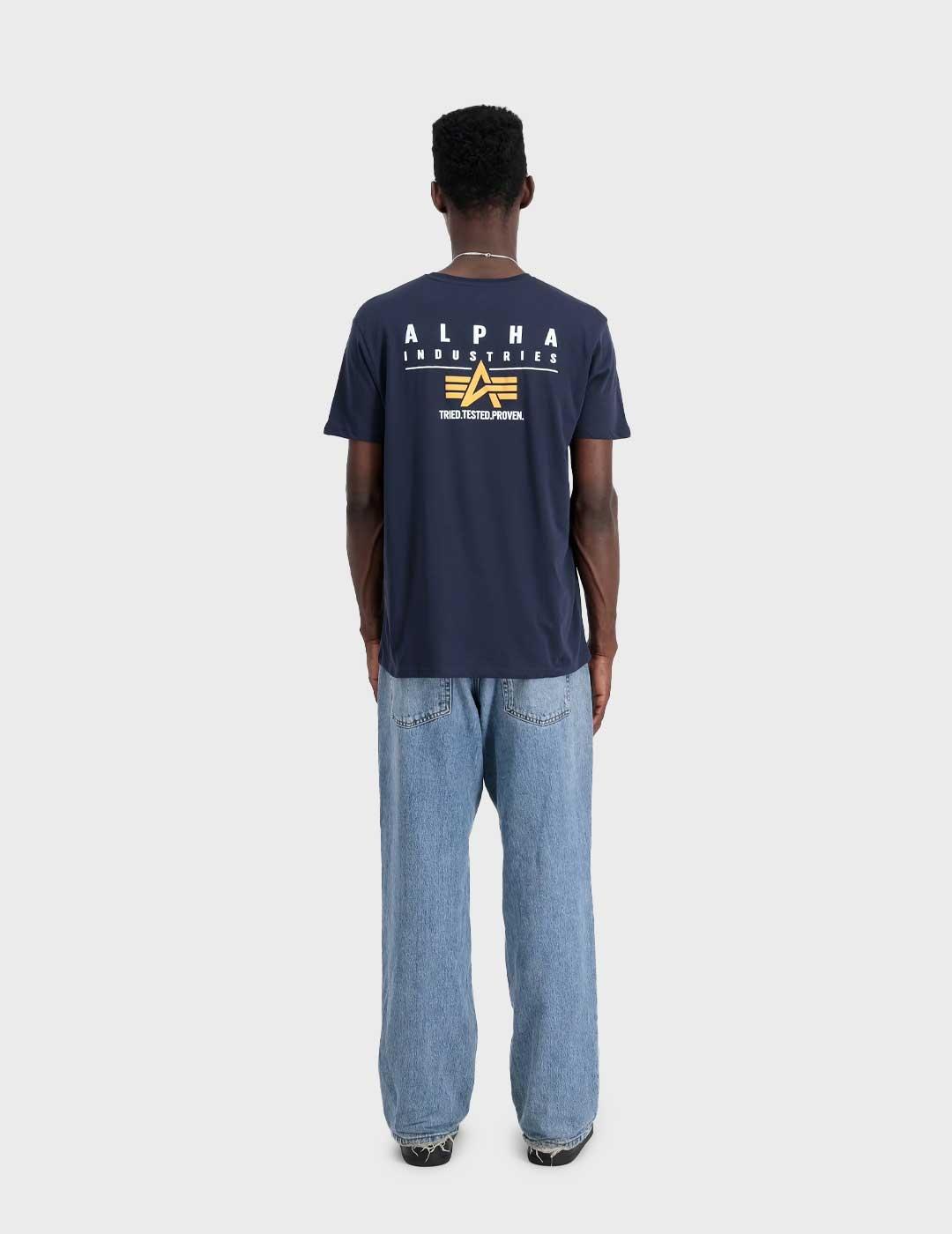 Alpha Puff Print camiseta azul marino para hombre