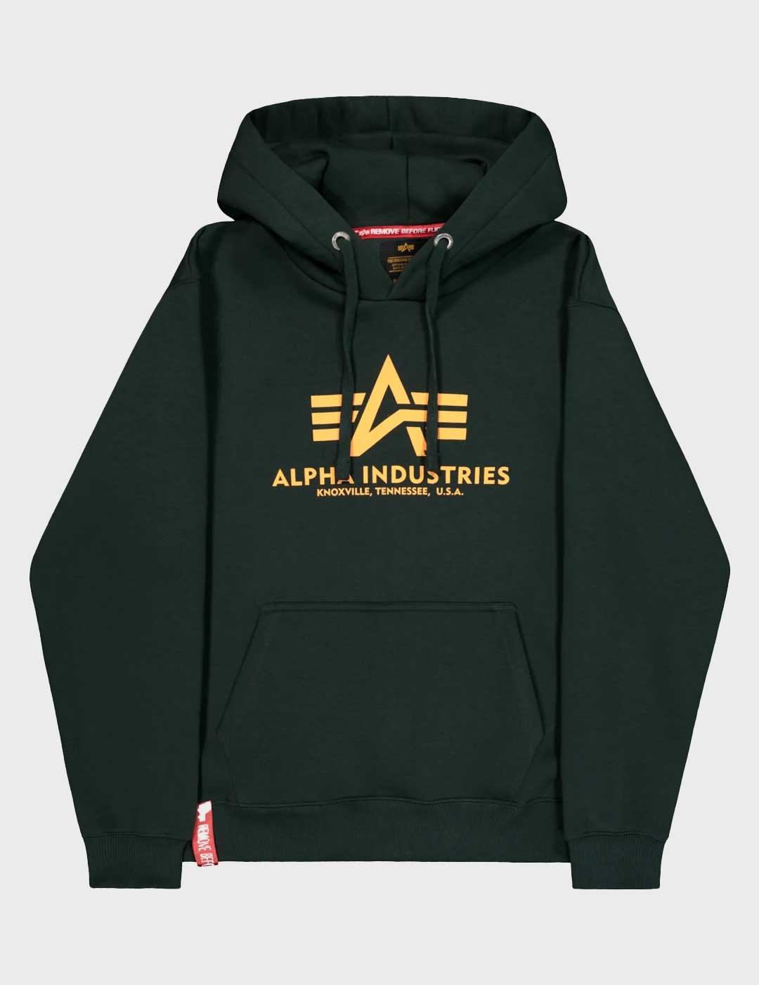 Alpha Basic sudadera verde para hombre