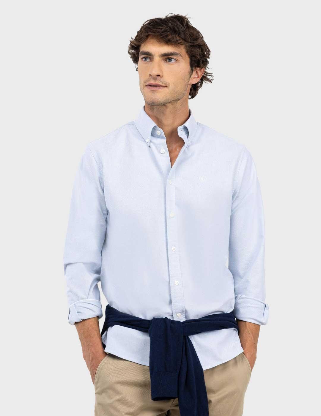El Ganso Oxford camisa verde lisa para hombre
