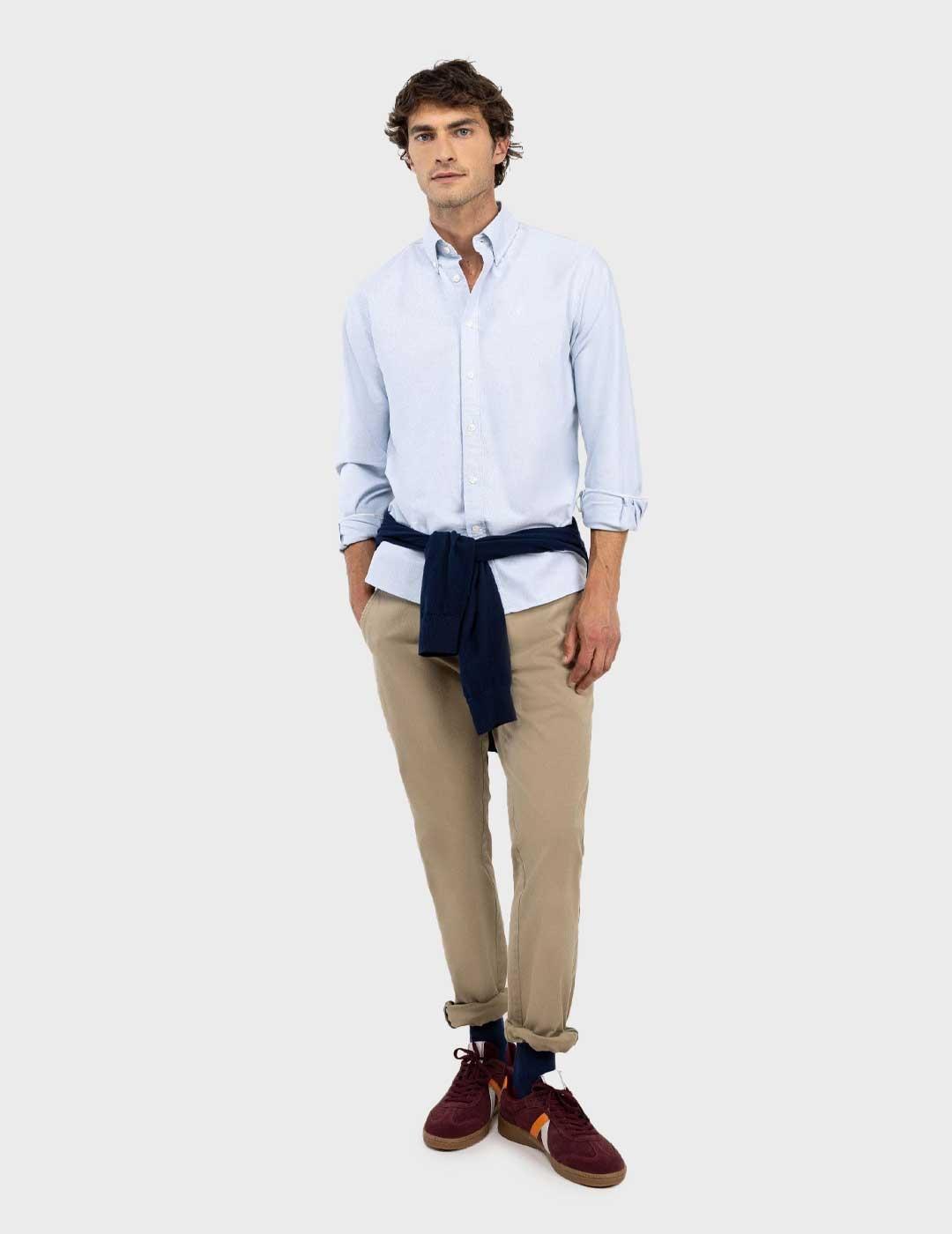 El Ganso Oxford camisa verde lisa para hombre