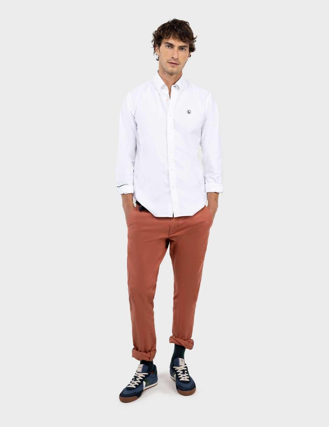 El Ganso Oxford camisa blanca lisa para hombre