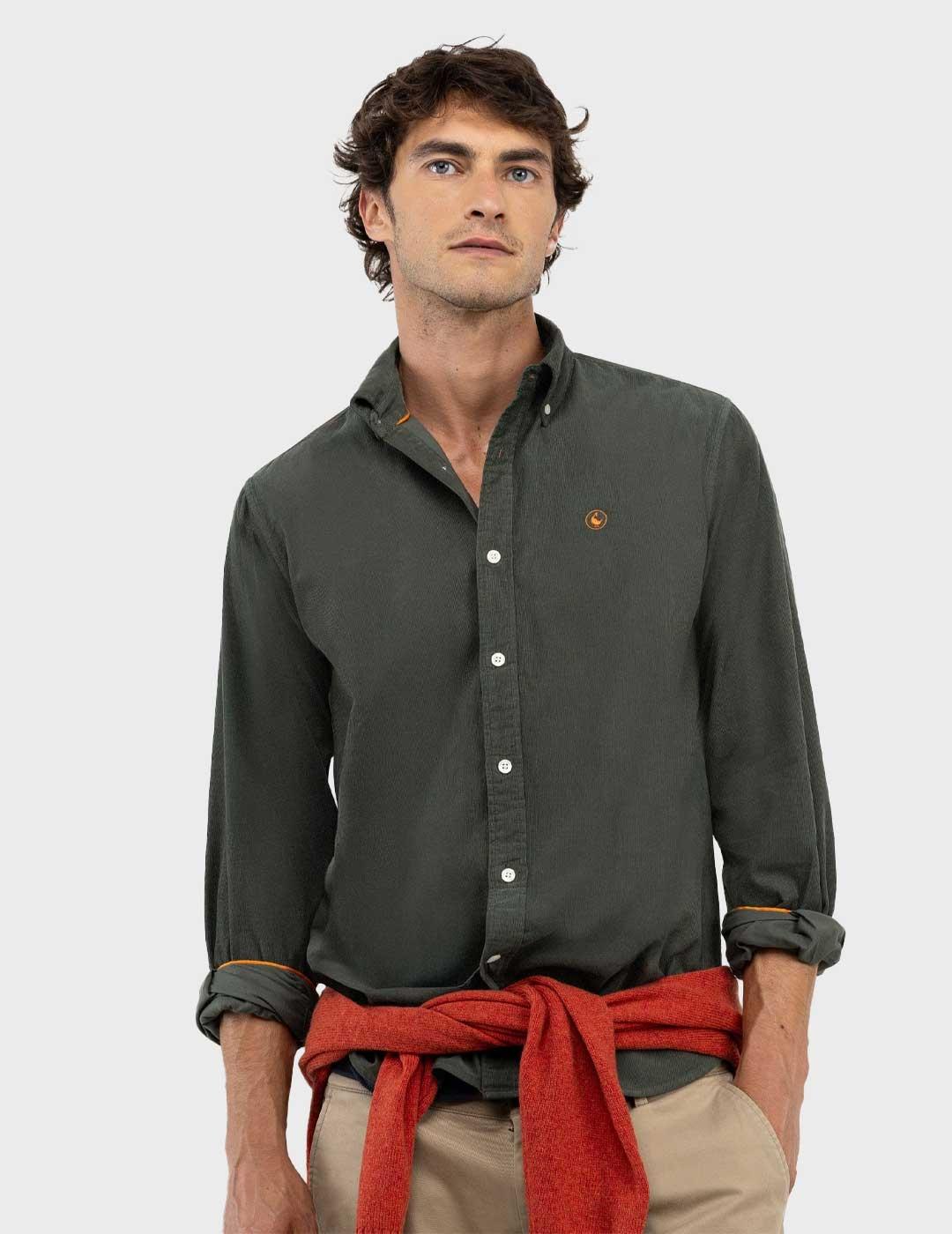 El Ganso camisa verde de pana para hombre