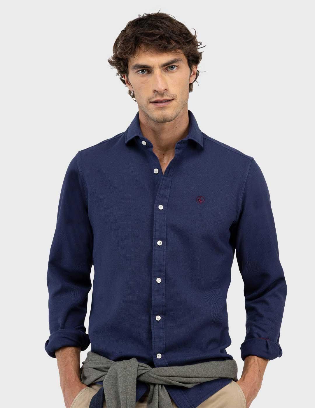 El Ganso camisa verde lisa para hombre