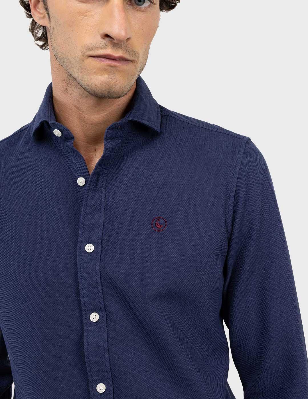 El Ganso camisa azul marino lisa para hombre