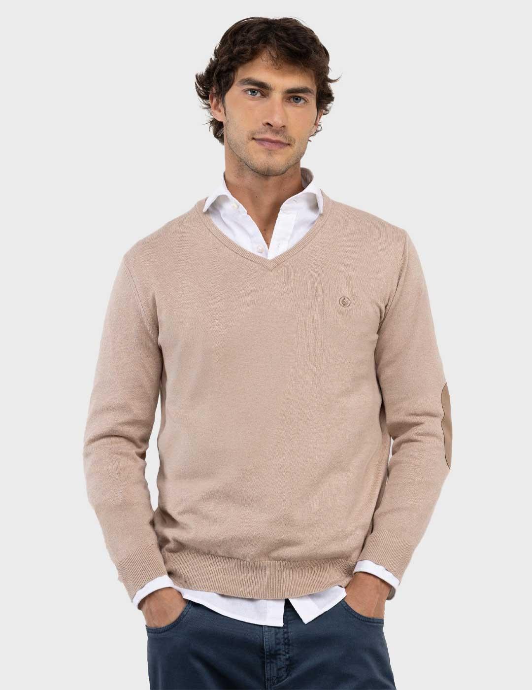 El Ganso jersey verde cuello pico para hombre