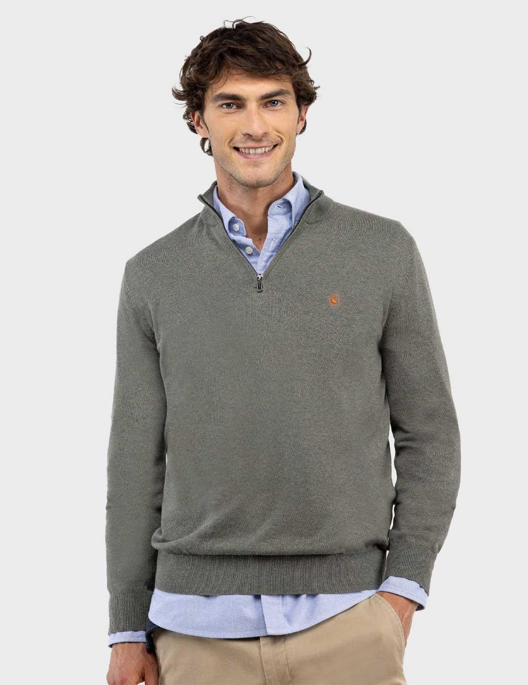 El Ganso jersey beige cuello camionero para hombre