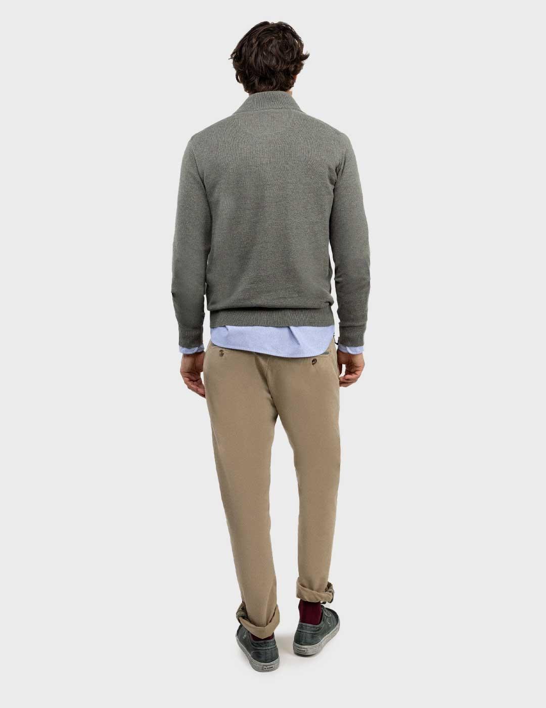 El Ganso jersey verde cuello camionero para hombre