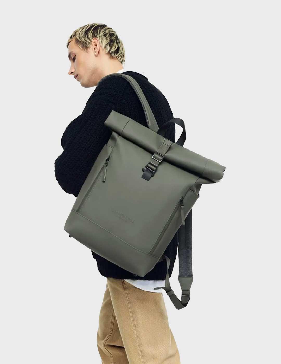 Gastón Luga mochila verde Rullen 13 para hombre y mujer