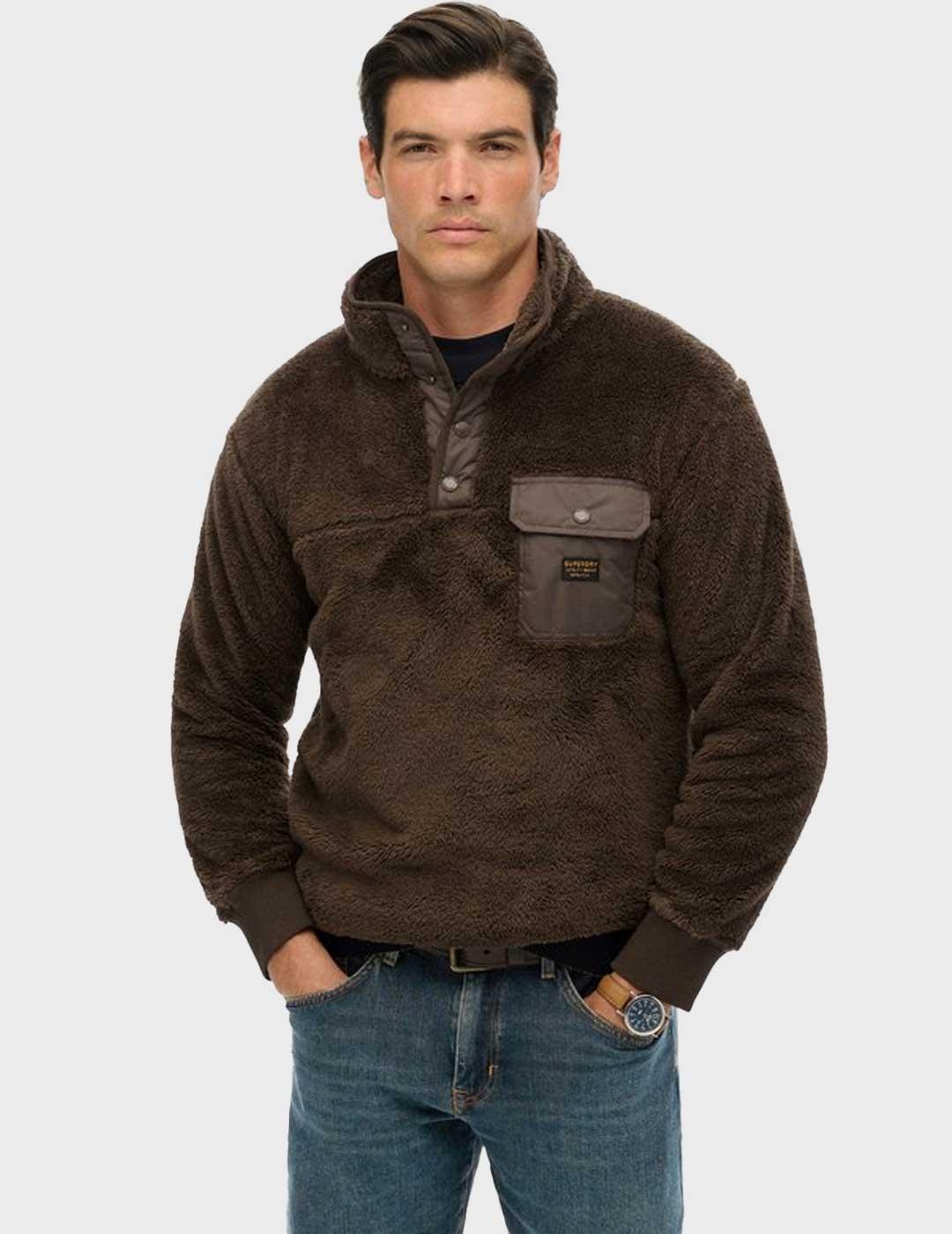 Superdry High Pile polar marrón para hombre