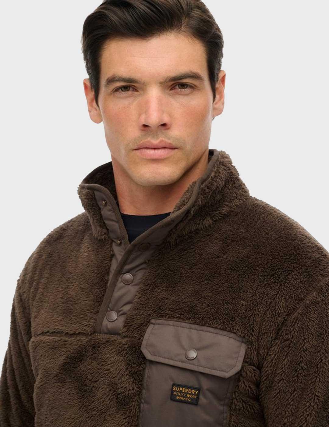 Superdry High Pile polar marrón para hombre