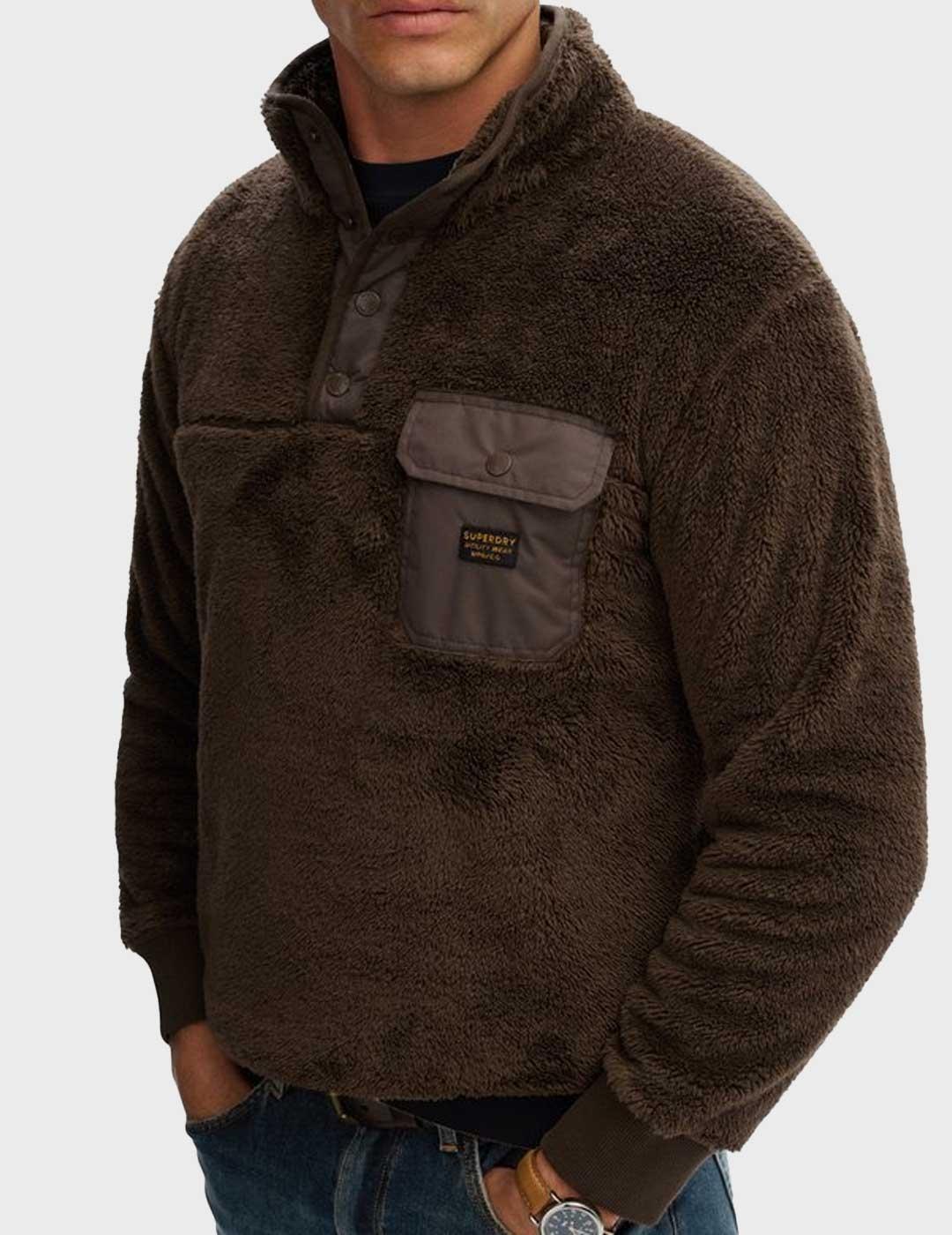 Superdry High Pile polar marrón para hombre