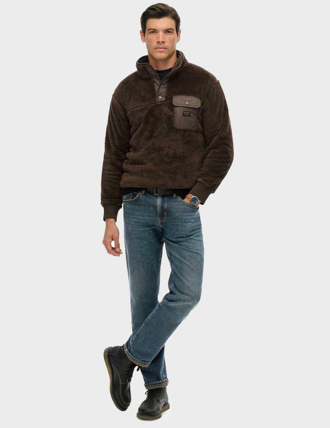 Superdry High Pile polar marrón para hombre