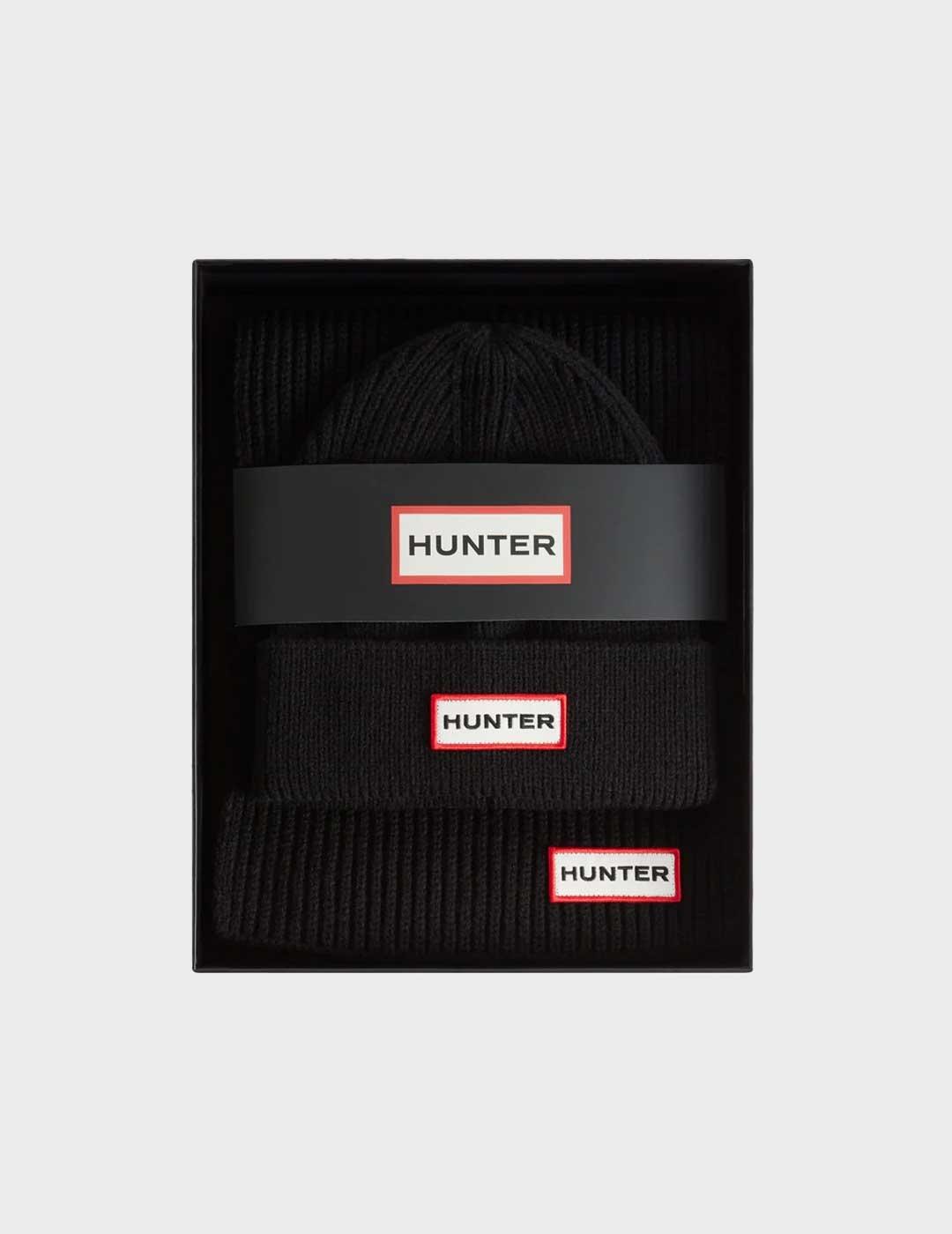 Hunter Set Jura gorro y bufanda negros para hombre y mujer
