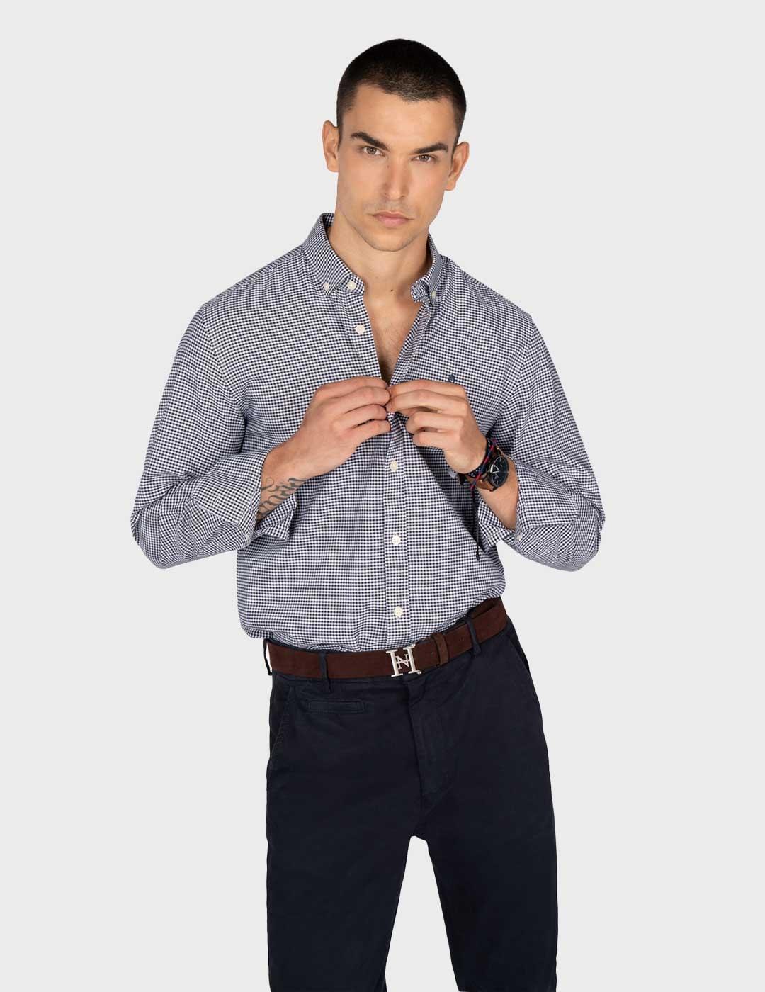 Harper & Neyer Vichy camisa azul de cuadros para hombre