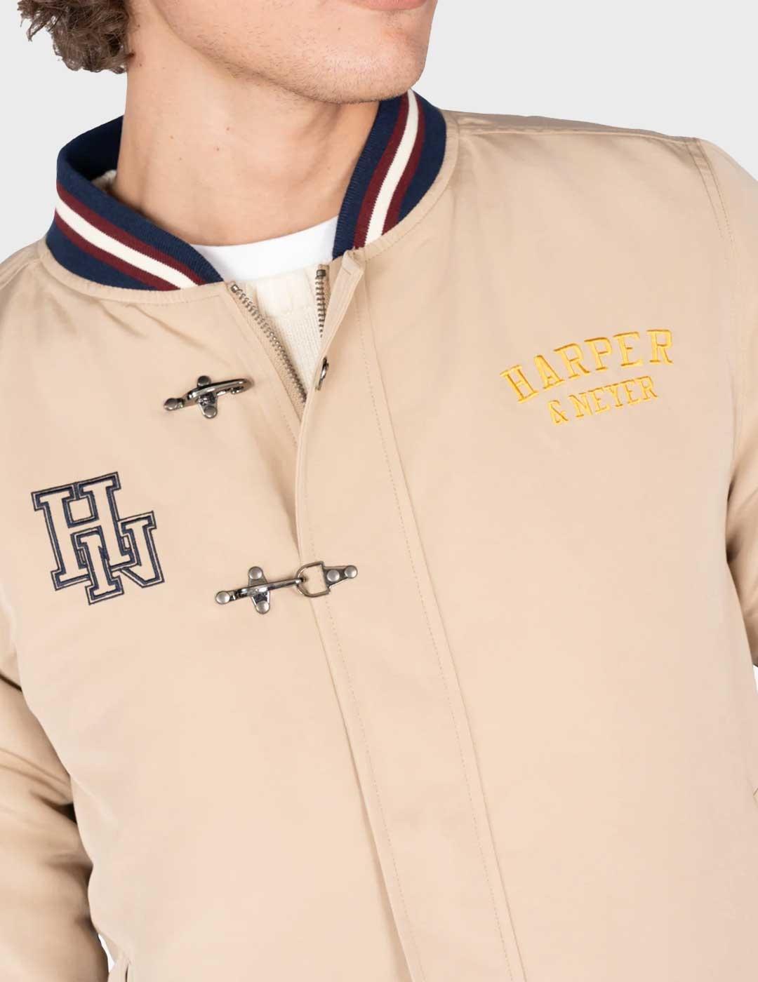 Harper & Neyer University chaqueta bomber beige para hombre