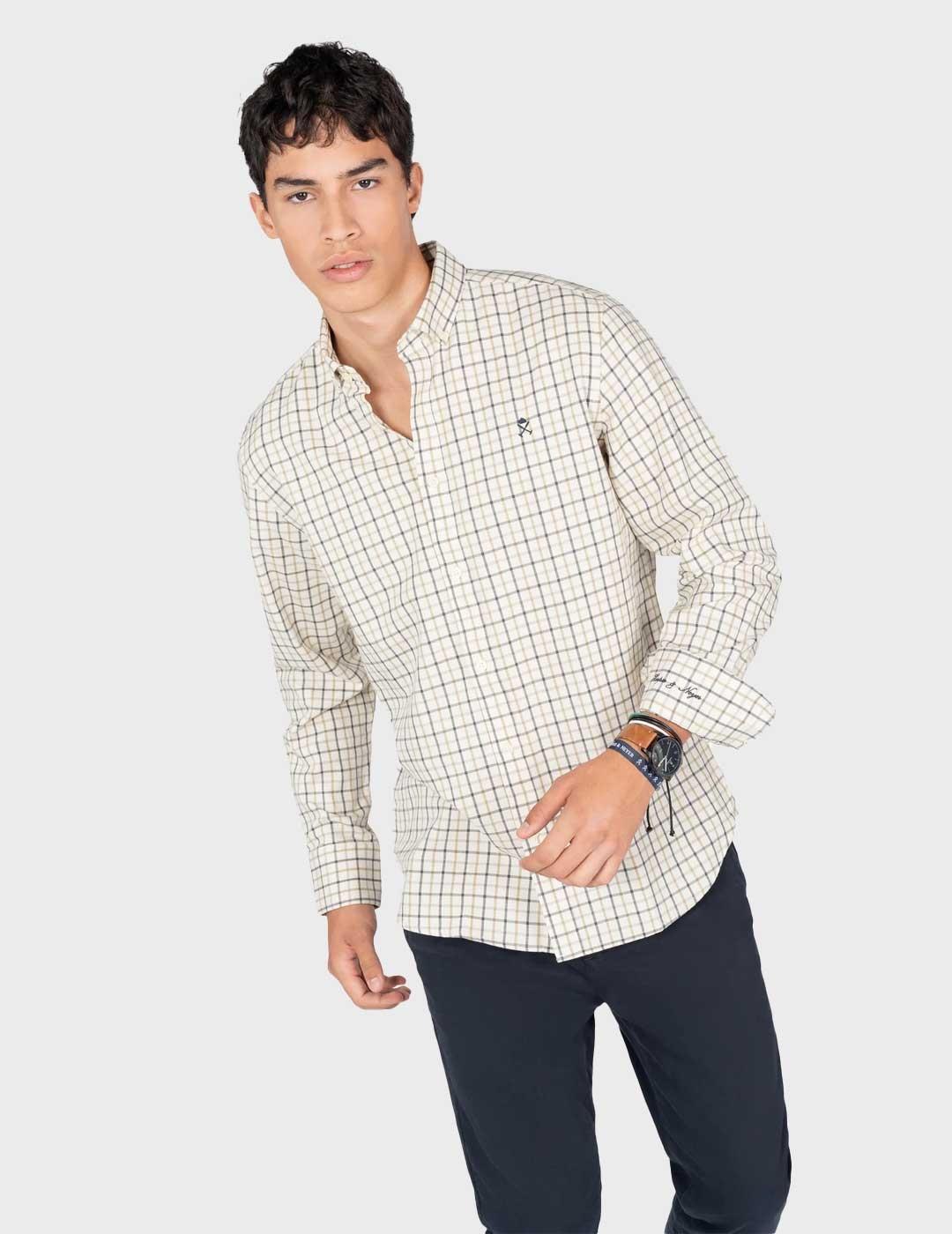Harper & Neyer Marron Bell camisa beige para hombre