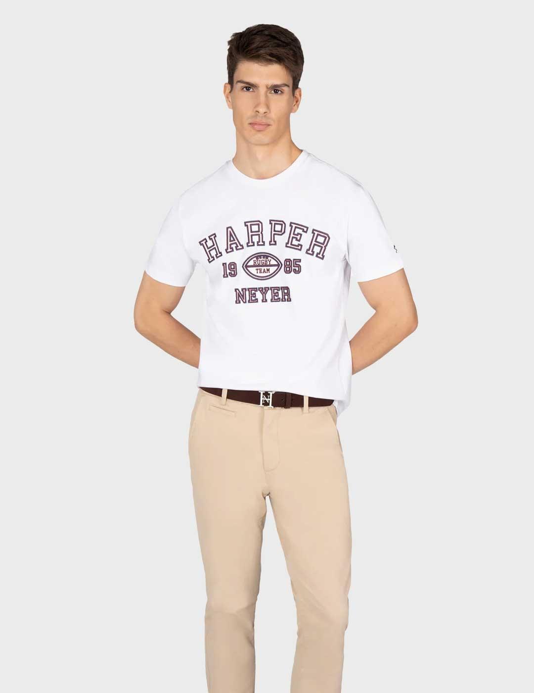 Harper & Neyer Rugby camiseta blanca para hombre