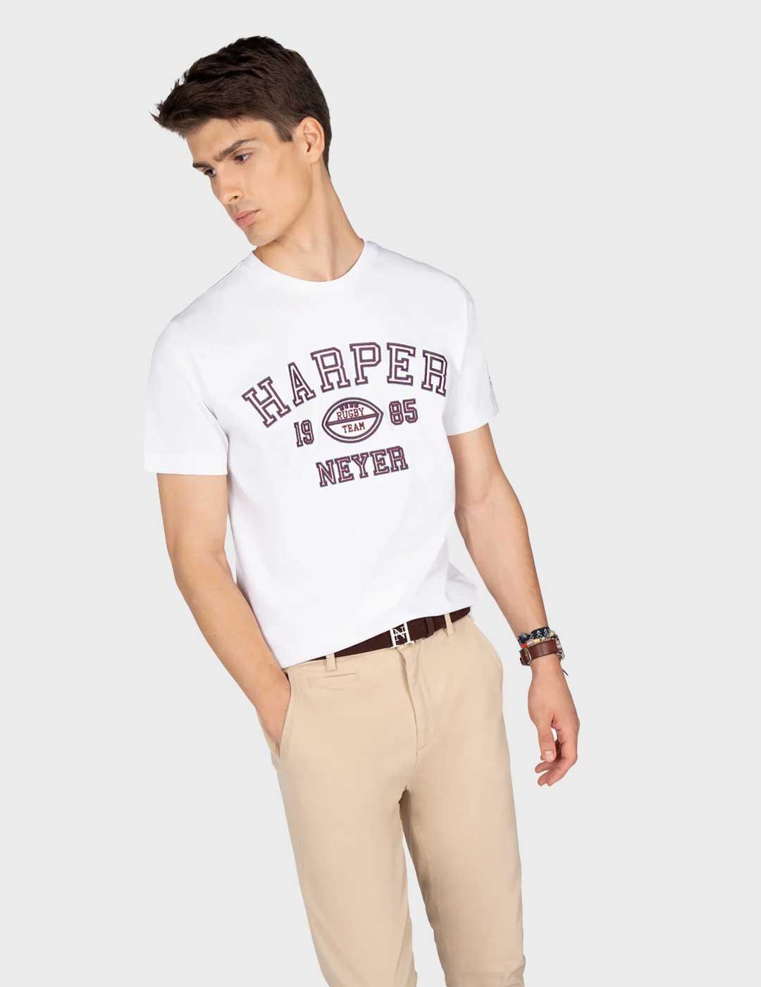 Harper & Neyer Rugby camiseta blanca para hombre