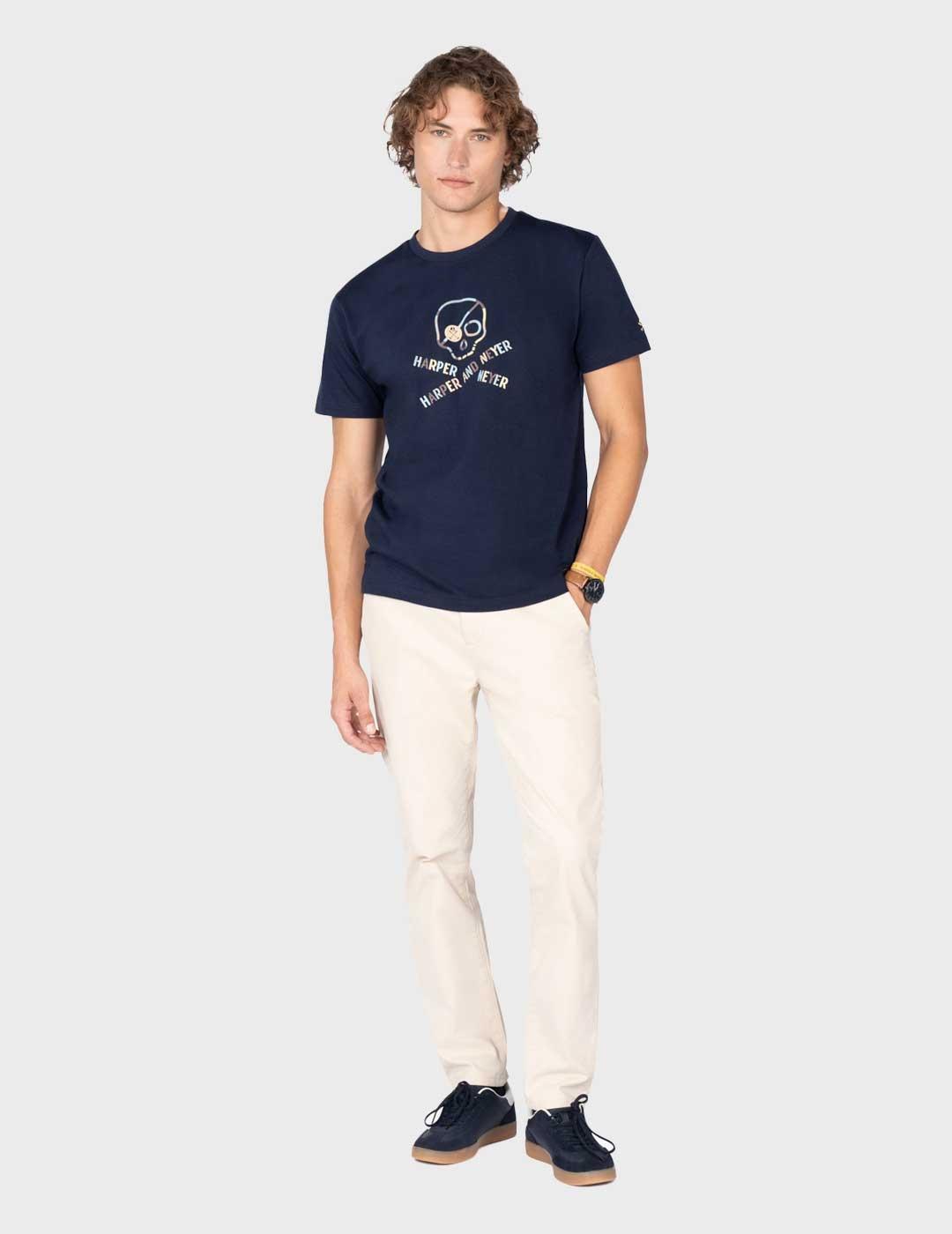 Harper & Neyer Skull camiseta azul marino para hombre