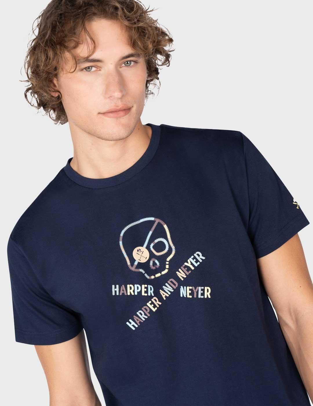 Harper & Neyer Skull camiseta azul marino para hombre