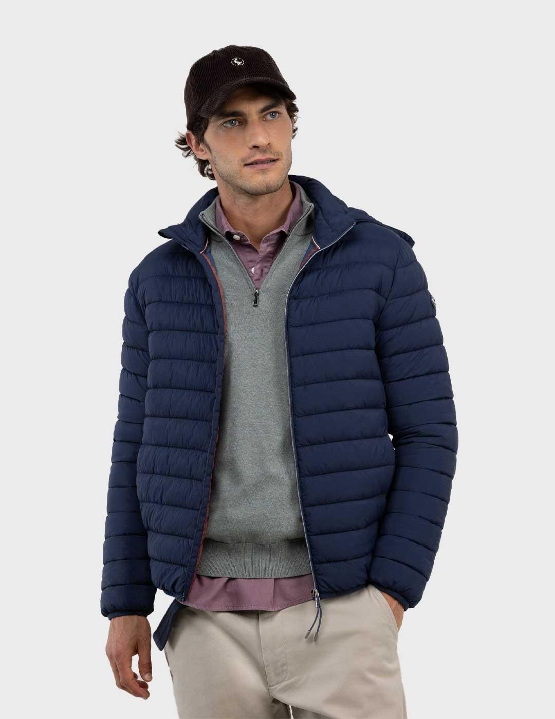 El Ganso chaqueta azul marino acolchada para hombre