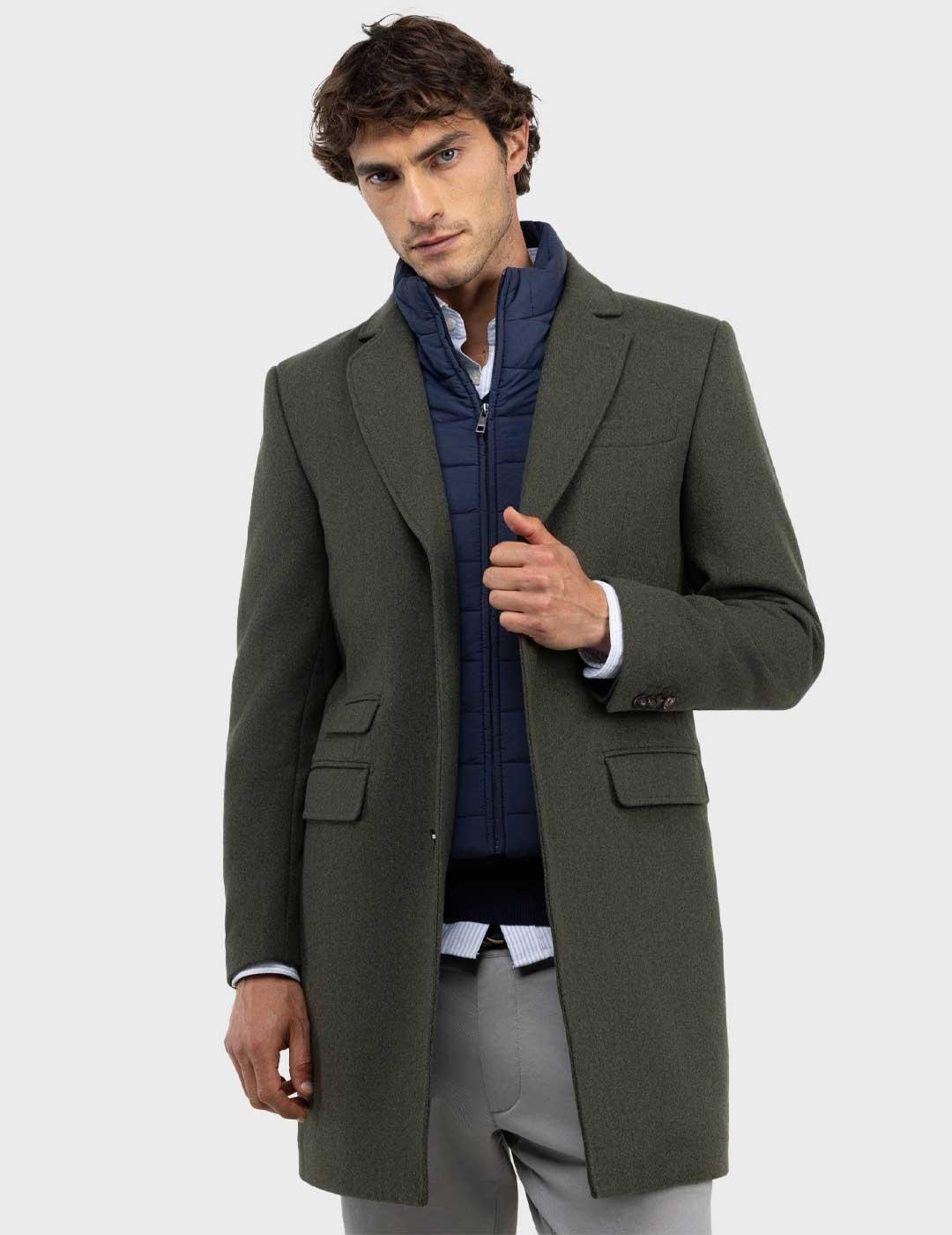 El Ganso abrigo verde liso para hombre