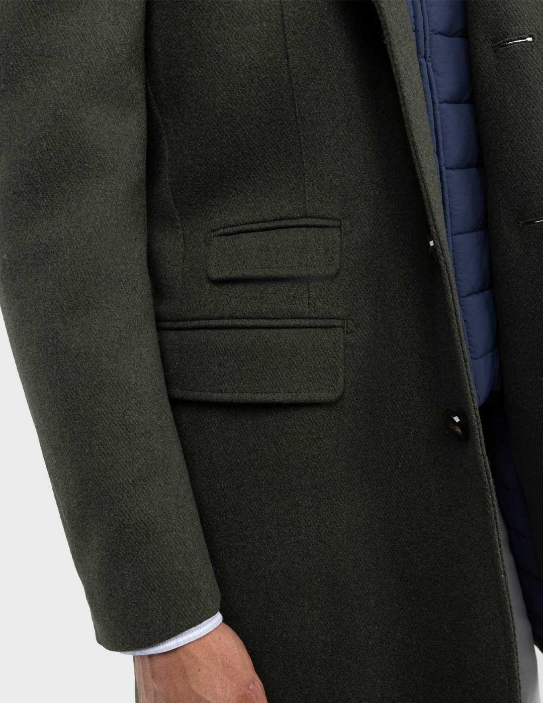 El Ganso abrigo verde liso para hombre