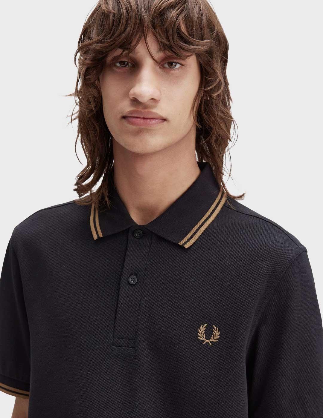 Fred Perry Twin Tipped polo negro para hombre